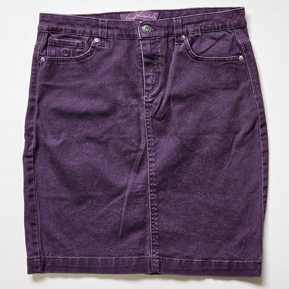 Gloria Vanderbilt Amanda Purple Denim Skirt with Rhinestone Back Pockets - Picture 2 of 10
